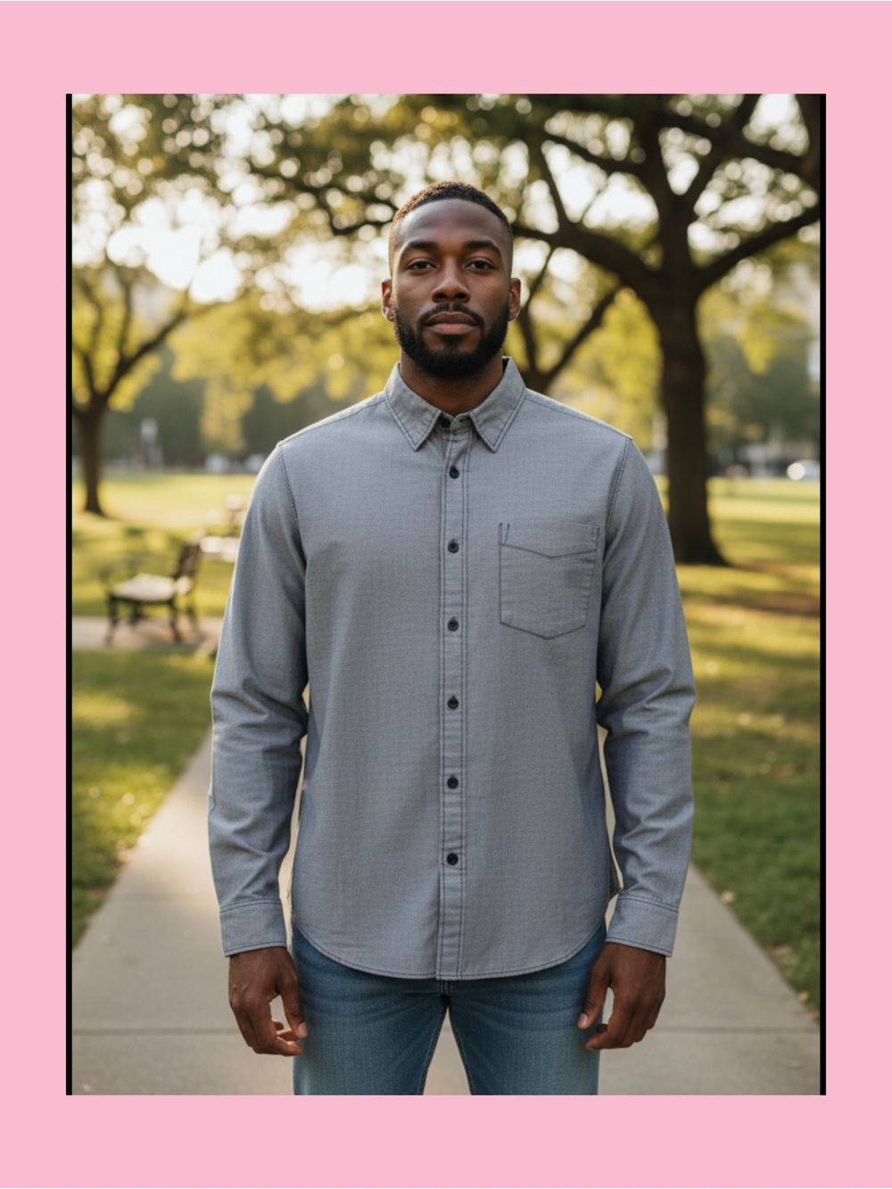 Mossimo Supply Co. Grey Long-Sleeve Button-Down Shirt